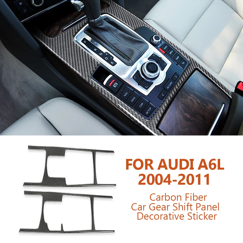 For Audi A6-C6 A6L 2004-2011 Anti-scratch Carbon Fiber Car Central Control Gear Shift Decorative Stickers Auto Inter Accessories