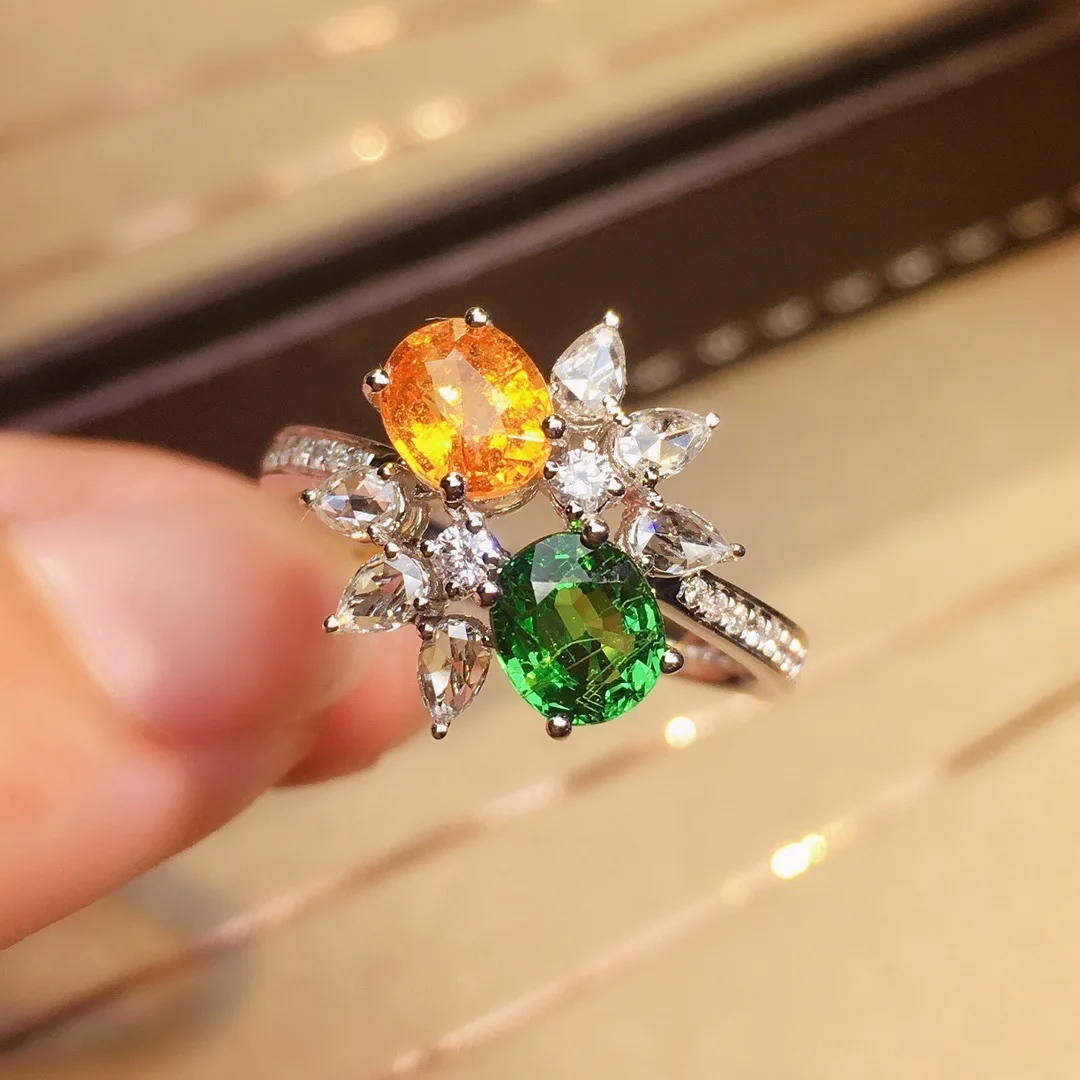 

Creative Irregular Butterfly Oval Emerald Topaz Full Diamond Couple Ring For Women Geometric Zircon Christmas Gift Jewelry