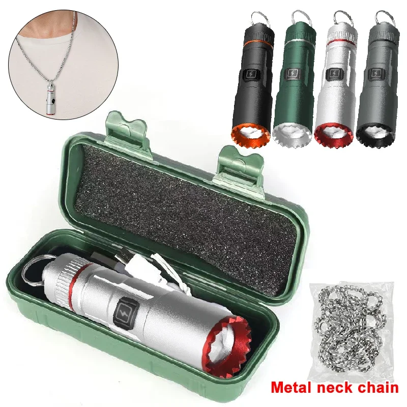 Multifunctional Mini Flashlight USB Rechargeable Aluminum Alloy Waterproof Telescopic Zoom Torch Outdoor Emergency Light 5 Modes