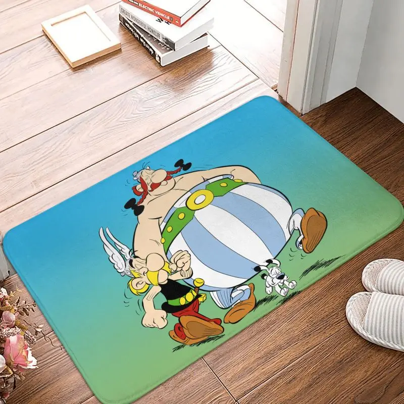 Custom Asterix And Obelix Doormat Non-Slip Entrance Bath Door Floor Mat Adventure Manga Getafix Dogmatix Living Room Carpet Rug