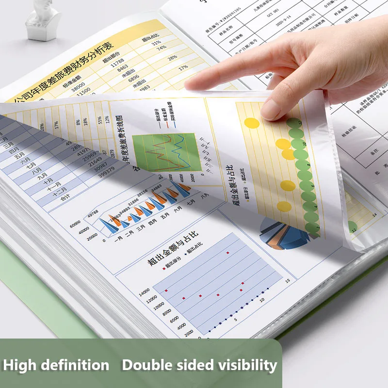 100 صفحة A4 كتاب واضح مجلد طويل منظم الملفات مجلد طويل منظم للمستندات 23.5x35 سنتيمتر اللوازم المدرسية #5