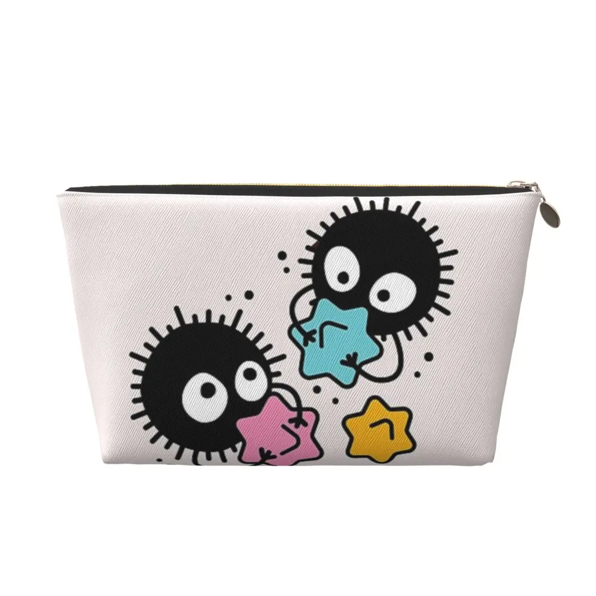 Unisex Leather Toiletry and Makeup Bag Soot Studio Ghibli Stylish Water-Resistant Organizer for Travel, Gym, and Daily Use