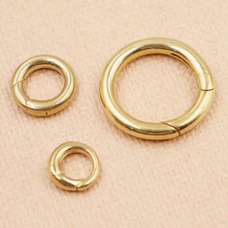 Brass Round Spring Clasp Pure Copper Circular Ring Adjustable Spring Ring DIY Hardware Women's Bag Accessories Keychain