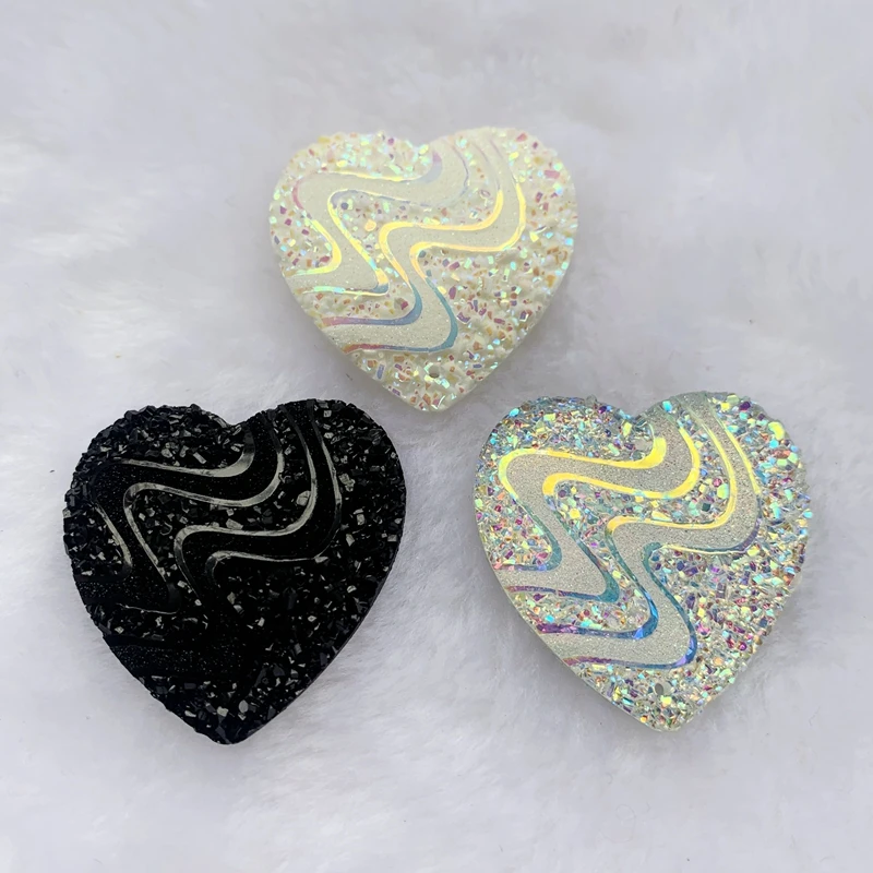 33mm heart-shaped AB resin 2 holes crystal flat back cothes shoes decorations rhinestones 50pcs/Lot-T00 rhinestone trim