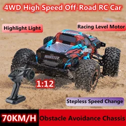 70KM/H High Speed 4WD All Terrain Off-Road Remote Control Truck 1:12 Spring Damping Multiplayer Racing RC Truck Car With Light