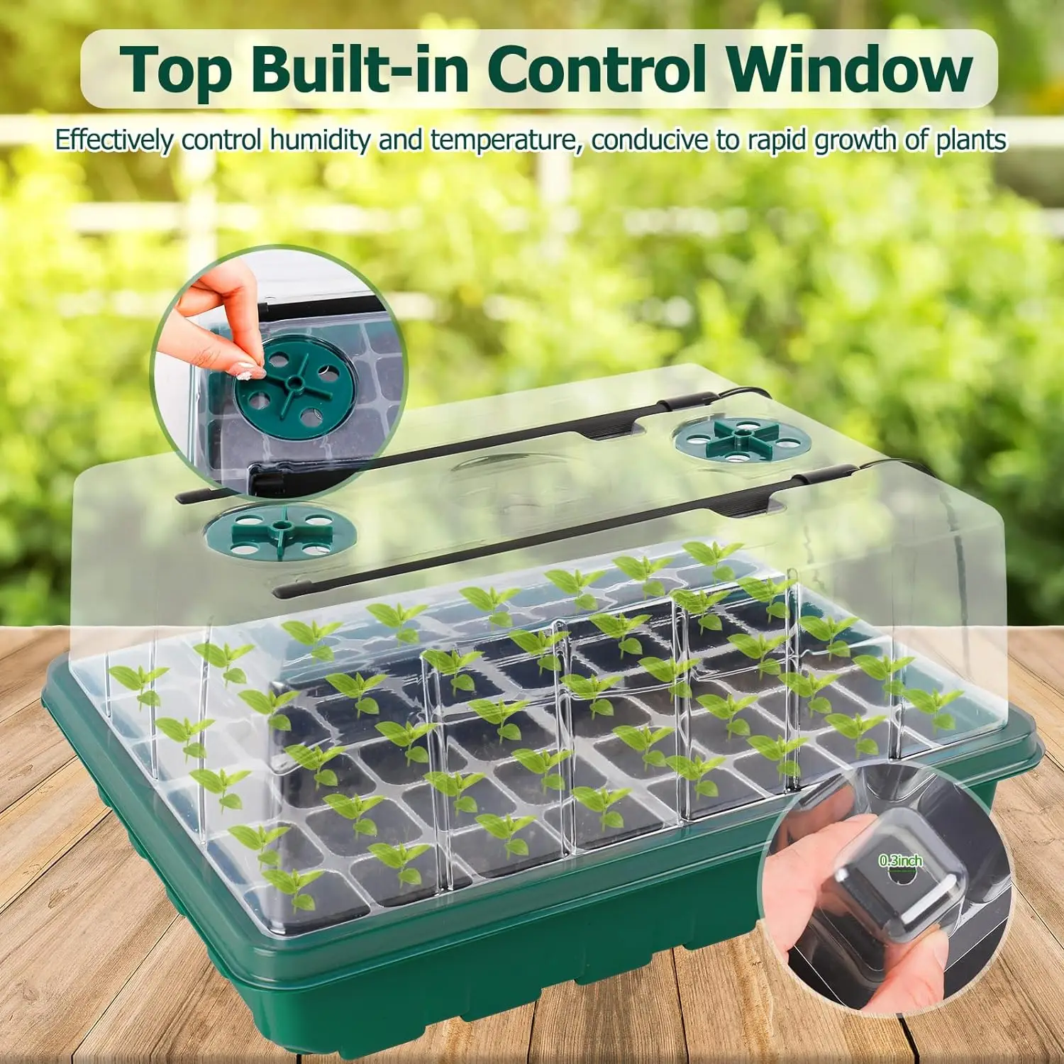 Bandeja de germinação de sementes com Grow Light Kit 96 células Detector de solo, luz ajustável, temporizador automático, kit