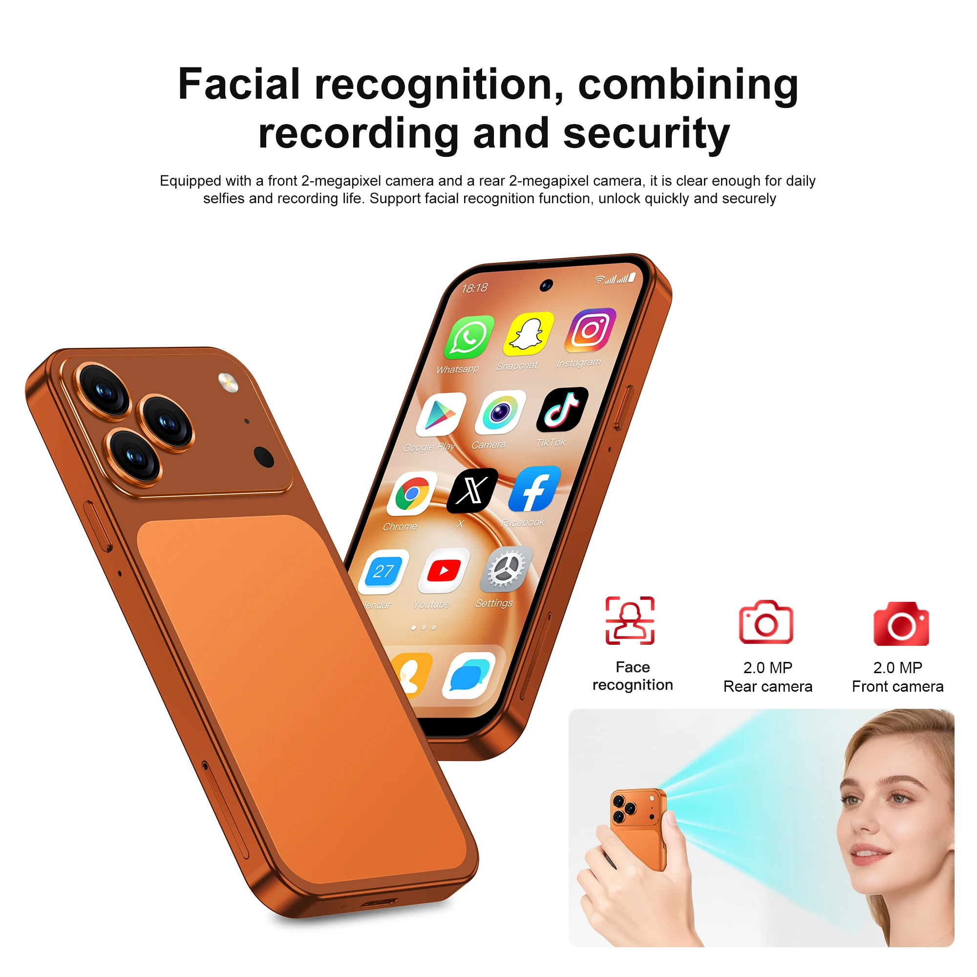 Smartphone Mini Android SERVO S45 PRO 4G LTE RAM 3GB ROM 64GB Google Play Desbloqueio Facial Tela de 4.5 Polegadas Smartphones Dual SIM Standby