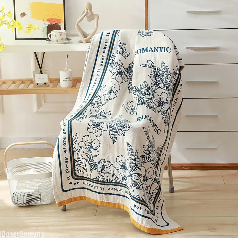 

80×160CM New Bohemian Floral Printing Bath Towel Adult Soft Absorbent Cotton Gauze Beach Blanket Bathrobe Bathroom Accessories