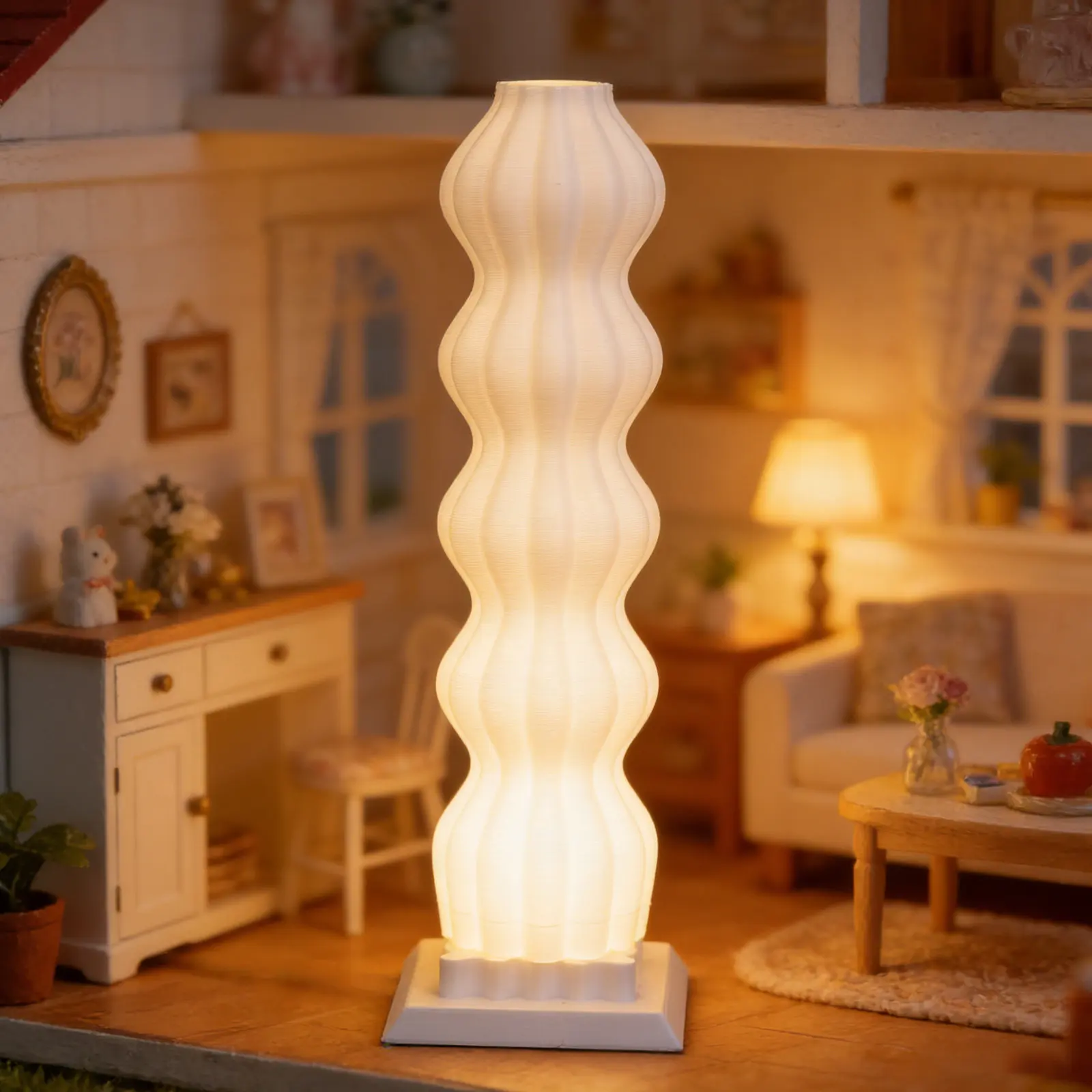 

Функциональный миниатюрный напольный светильник для миниатюрного дома в масштабе 1:12 - 5,7x1,7 дюйма, винтажный стиль, с подсветкой, улучшает интерьер микро-комнаты