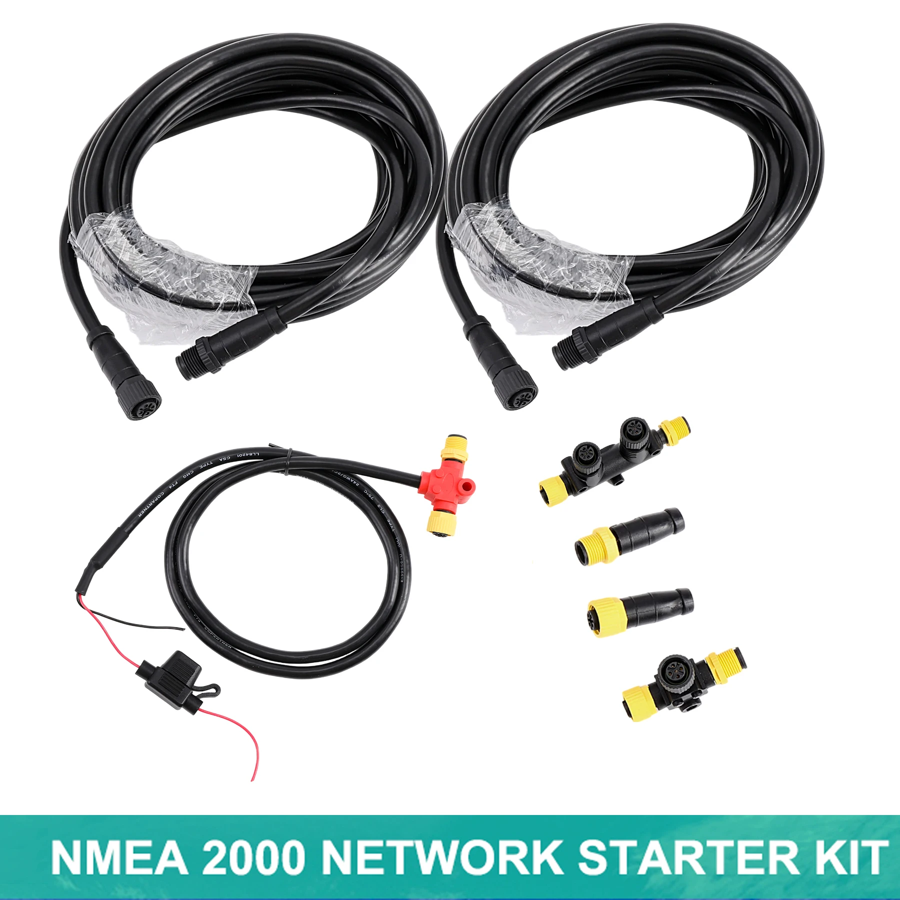 SC-N2K_CX NMEA 2000 Starter Kit، كابلات إسقاط العظام العمودية، مجموعات المحملات المزدوجة، شبكة Terminators Marine 2K لـ Lowrance Simrad Garmin