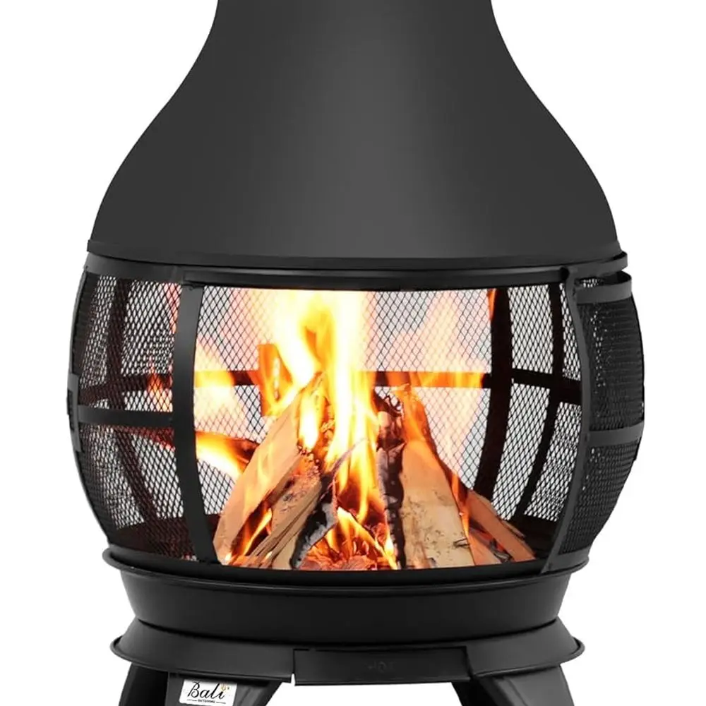 حفرة نار للفناء الخارجي - شينيا صغيرة محروقة بالخشب، 17.7 عريضة × 35.6 عالية، لمسة نهائية بنية وأسود #1