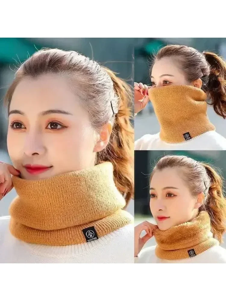 AliExpress NONE Warm Fleece Knitted Neck Gaiter Scarf Face Cover Unisex Thick for Outdoor Winter Sports and Cycling
