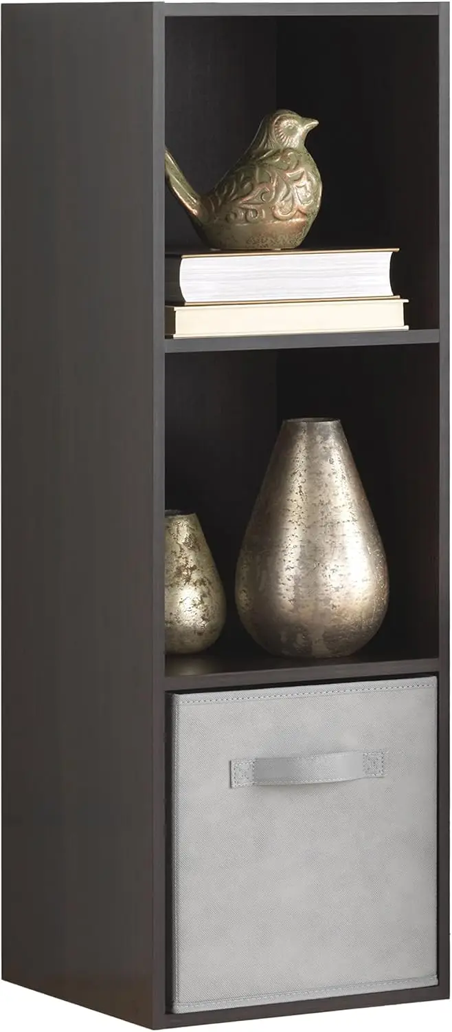 3 Cube Bookcase, 3 Tier Stackable MDF Bookself, Open Storage Display Organizer, Storage Cabinet for Living Room, Bedroom