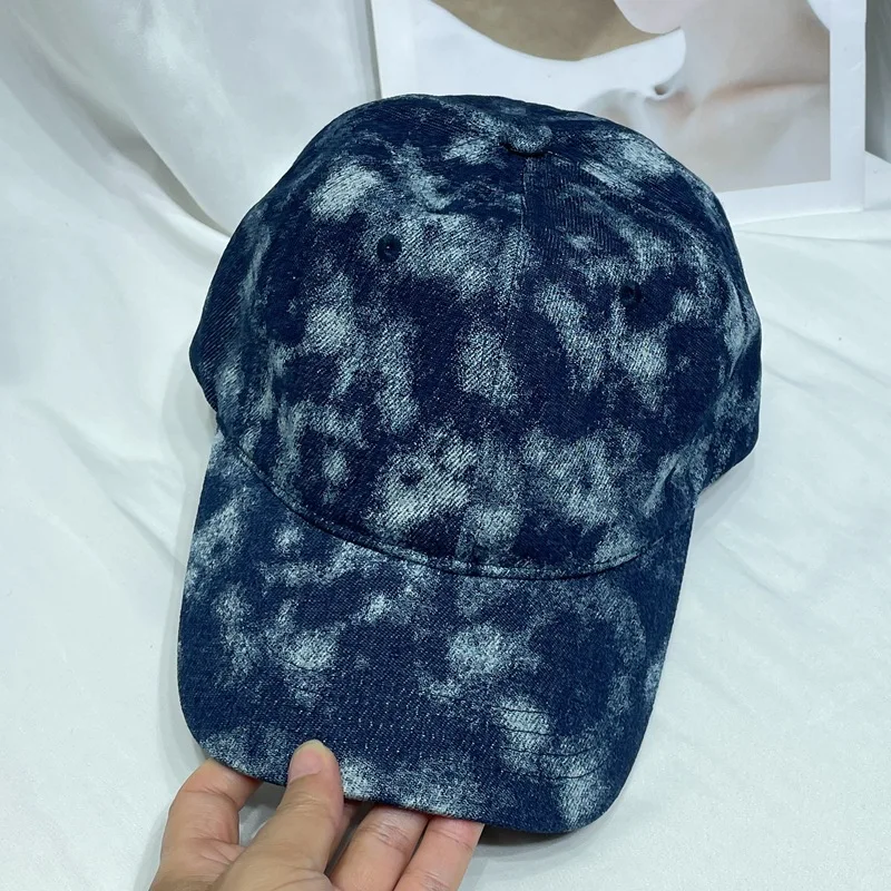 Tie dye cowboy baseball cap women's face small casual soft cap cap visor KJ202410143