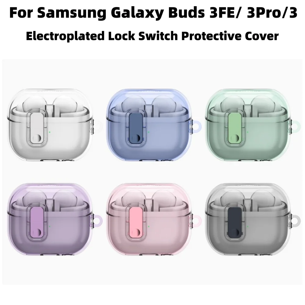 2026 New Design For Samsung Galaxy Buds 3FE/3 Pro/3 Cover Electroplated Lock Switch Protective Cover For Buzz 3 FE/3 Cover Funda