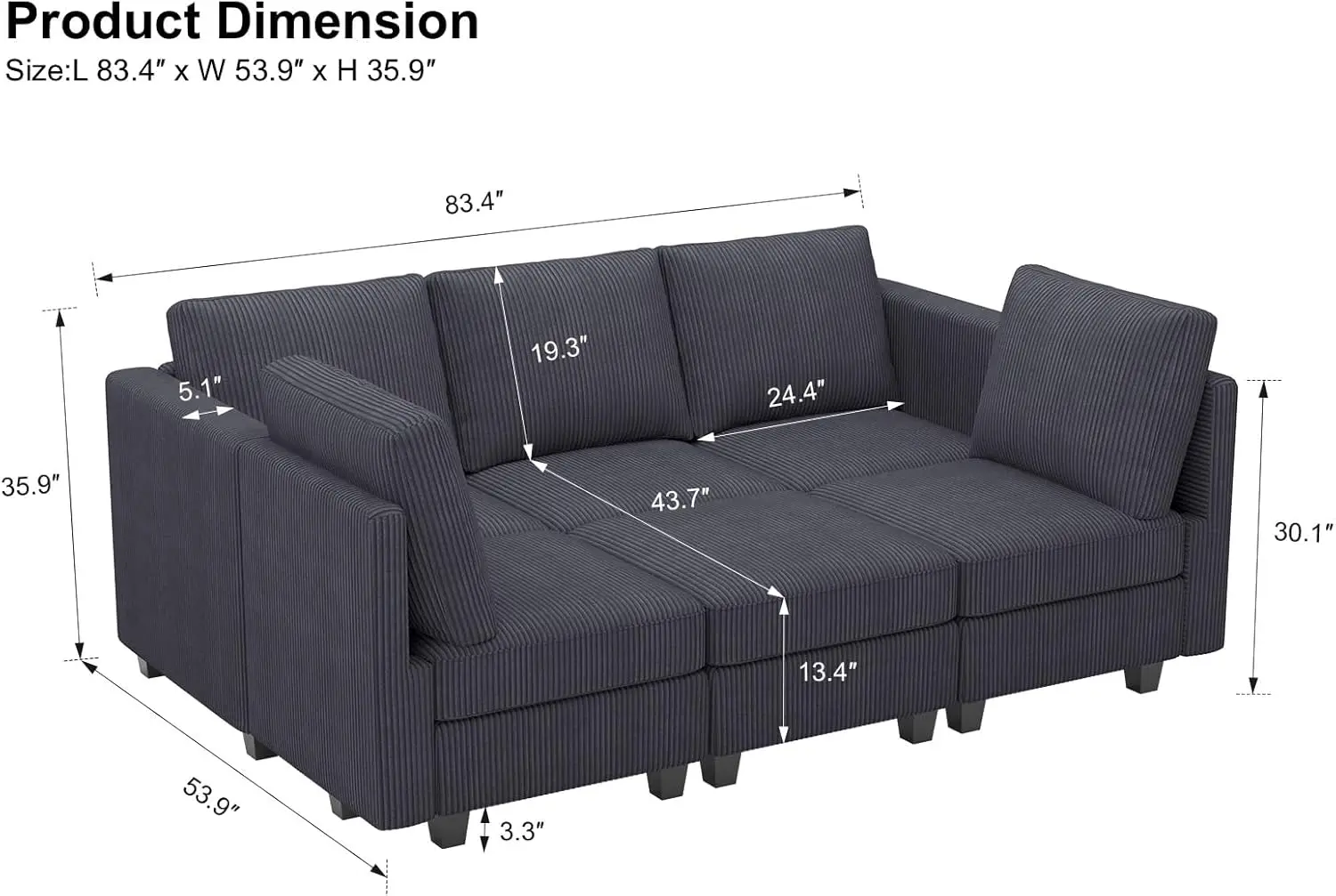 Sectional Sleeper with Storage Ottoman Corduroy Sectional Couch with Chaise Convertible Modern Sectional Sofa Couch