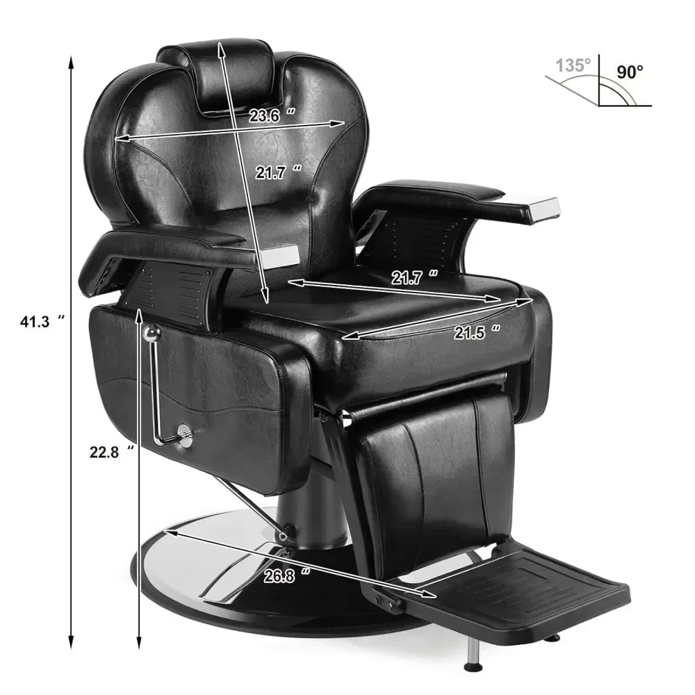 Silla de barbero para salón de belleza, sillón de estilismo para tienda de belleza, reclinable hidráulico multiusos, color negro