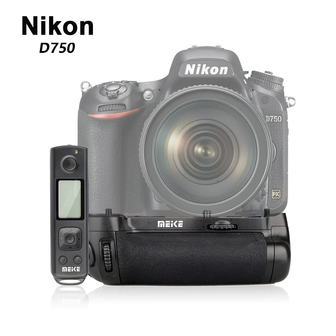 

Вертикальная аккумуляторная ручка Meike MK-DR750 как MB-D16 для зеркальной камеры Nikon D750 с пультом дистанционного управления 2,4G