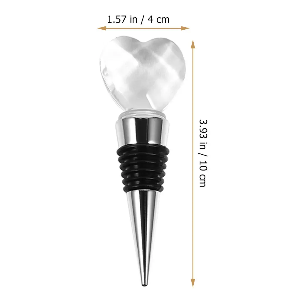 2Pcs Elegant Heart-Shaped Wine Bottle Stopper Made of Alloy Silicone Crystal Fine Craftsmanship Party Decor Airtight Sealing