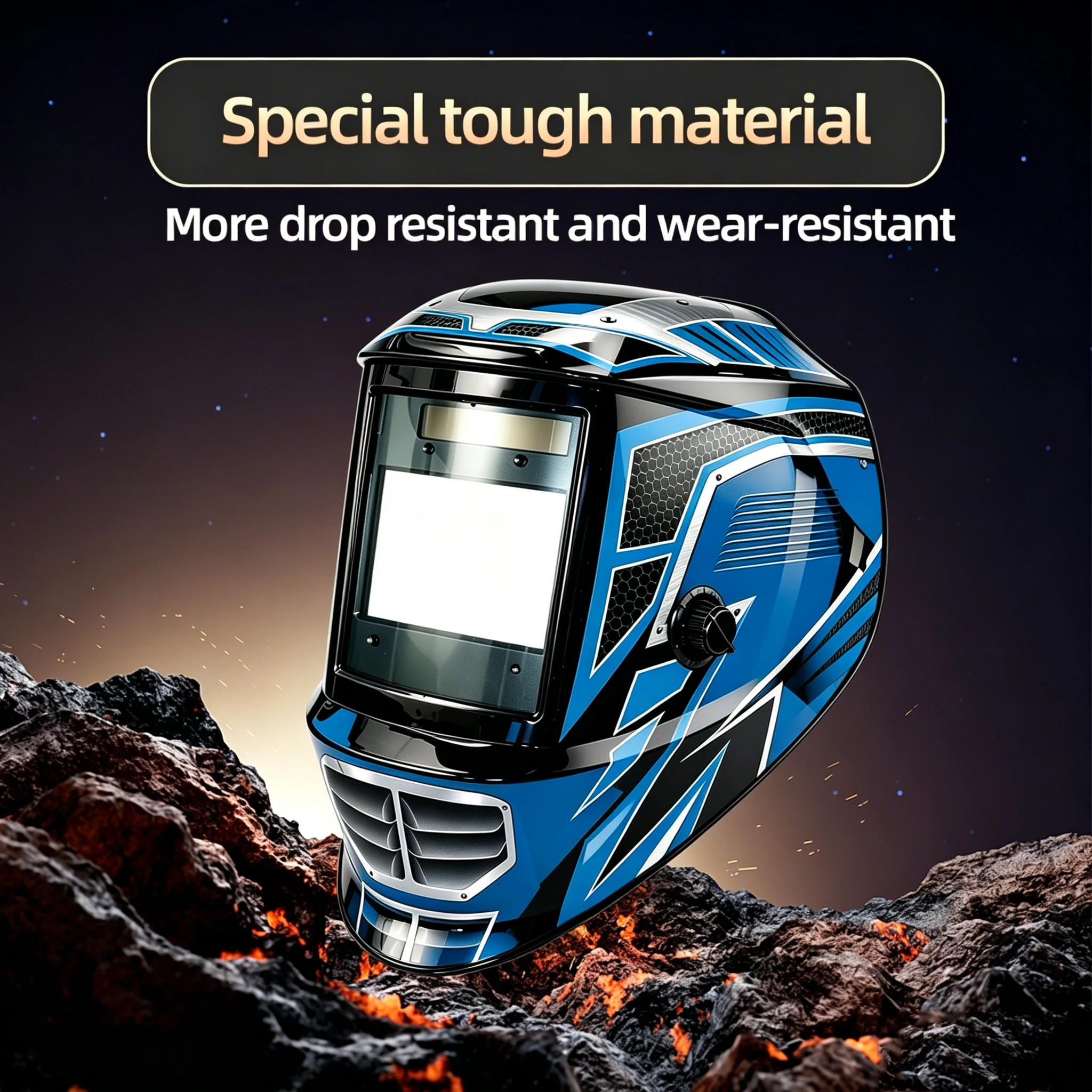 True Color Large Viewing Area Auto Darkening Welding Helmet, Solar Powered with 4 Arc Sensors, Shade 4/5-9/9-13 Adjustable