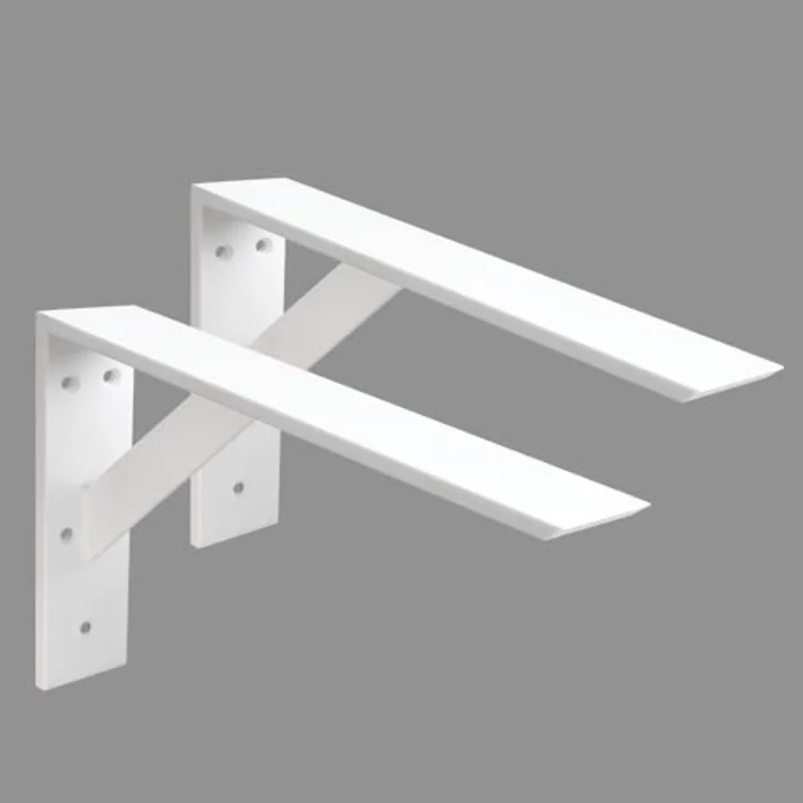 

Heavy Duty Shelf Brackets 2 Pack 16 x 10 x 2.5 White Steel 3/8 Thick Countertop Support Mantel L Bracket for Wood Granite Quart