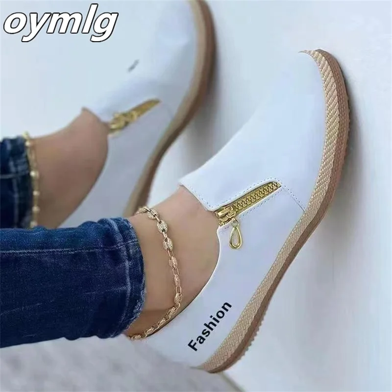 Large side zipper casual single shoes for women 2023 Spring and Autumn New One Step Lazy Shoes Low top single shoes for women