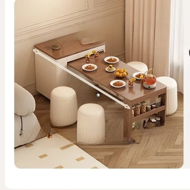 

Medieval cream wind retractable folding coffee table movable small apartment household living room