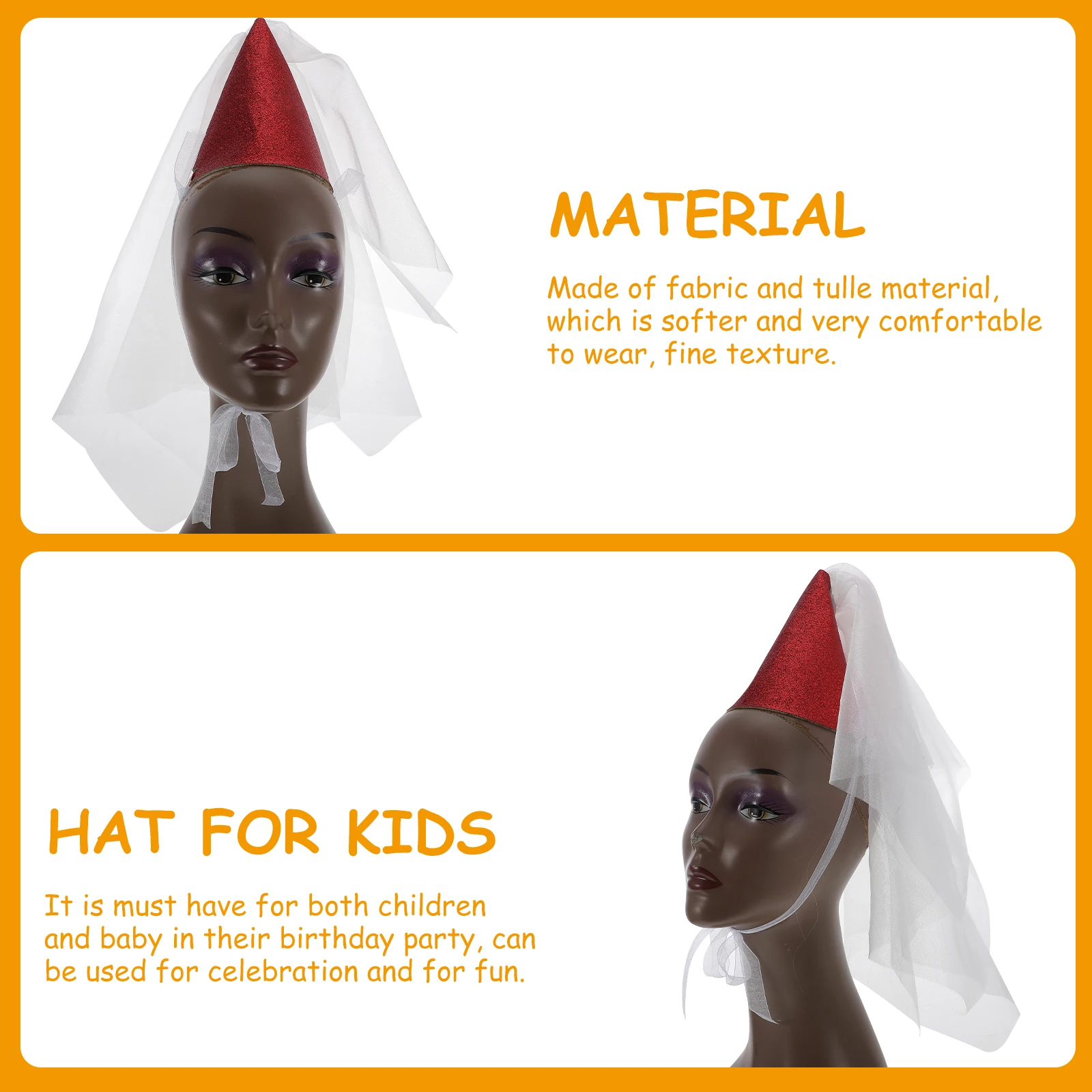 

Mesh Birthday Hat Child Cap for Party Hats First Decorations Girl Pointy Sequin with Tulle