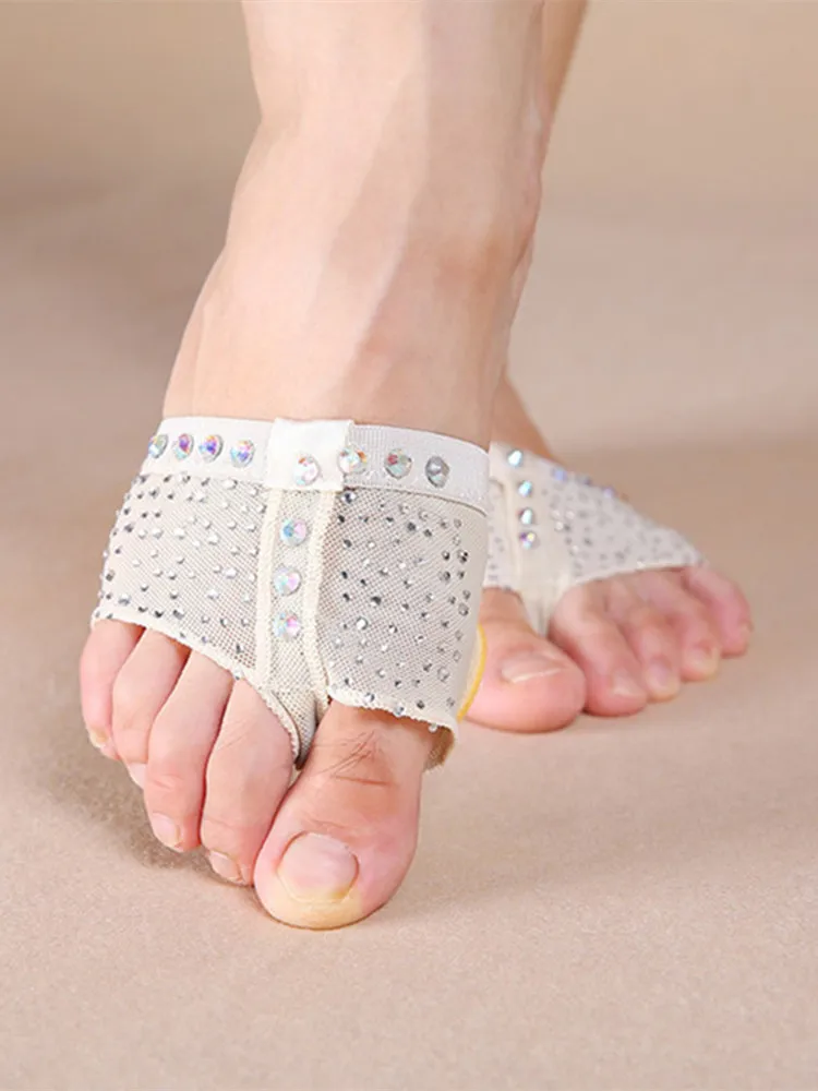 Professionale di Pancia di Ballo di Balletto Piede Thong ToePad Pratica Scarpe Metatarso Dell'avampiede Mezza Lyrical di Protezione Strass Calzature