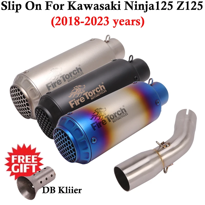 

For Kawasaki Ninja125 Z125 NINJA 125 2018 - 2023 Motorcycle Exhaust Escape Systems Modified Middle Link Pipe Muffler DB Killer