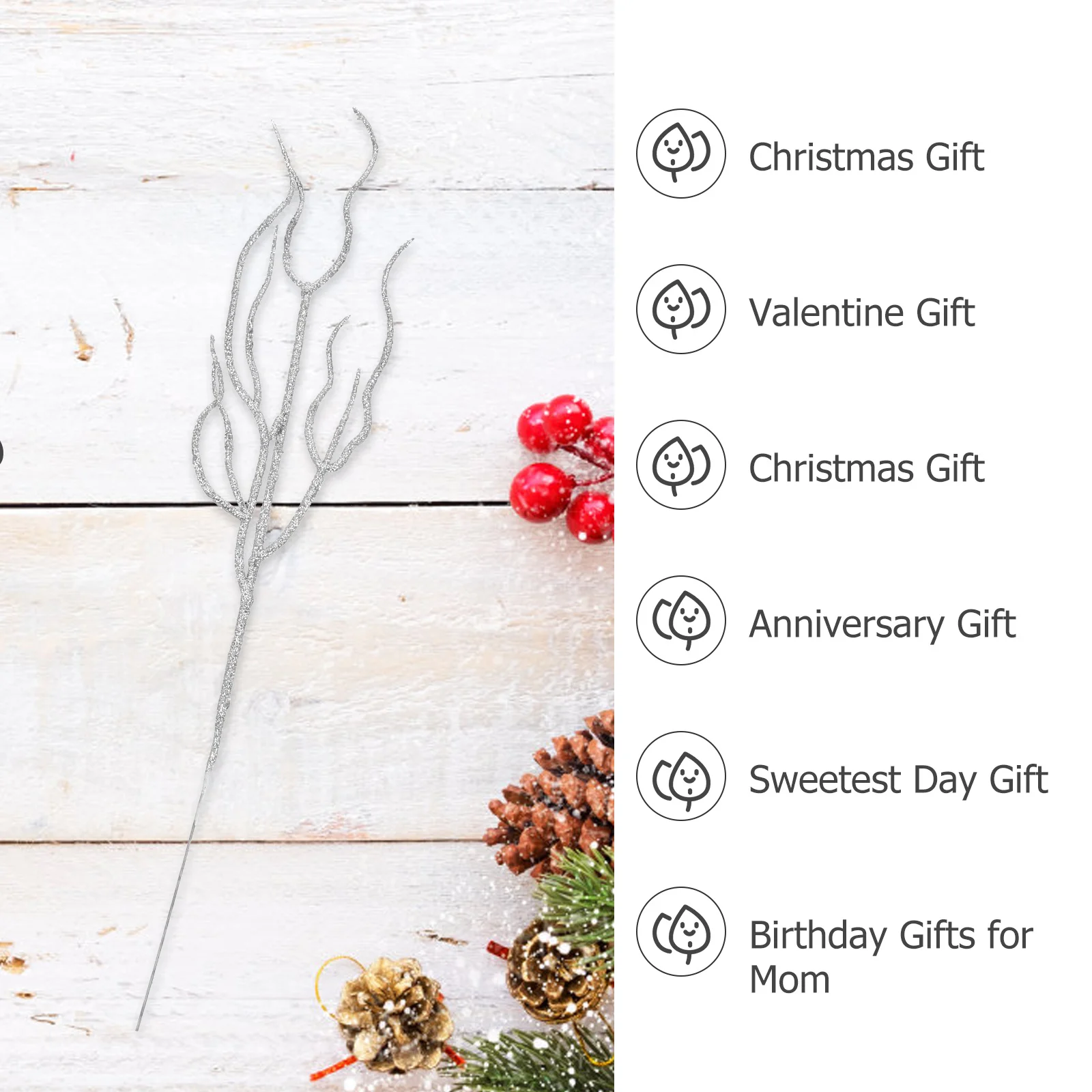 

10Pcs Christmas Glitter Leaves High Quality Artificial Foliage for Holiday Decor Festive Scene Building Xmas Fake Leaf Ornament