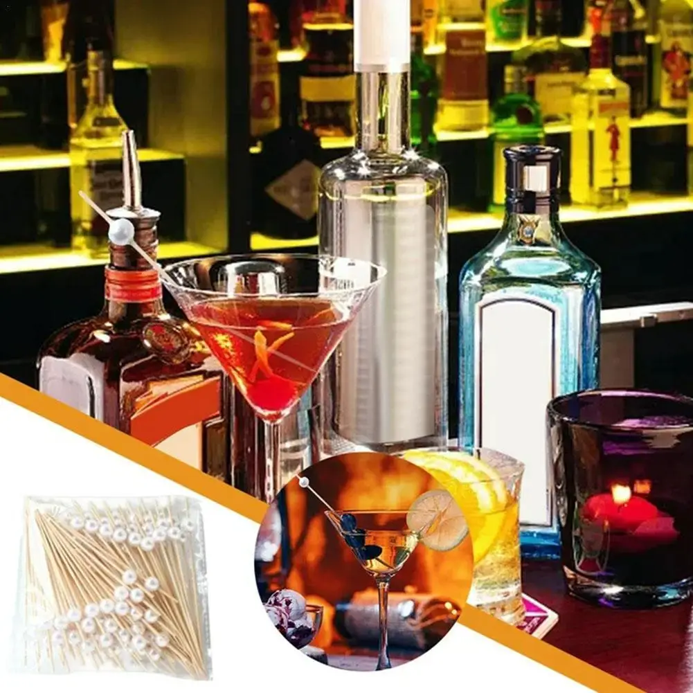 

100Pcs Bamboo Skewers Food Fruit Picks Wedding Party Disposable Cake Dessert Cocktail Sticks Buffet Cupcake Toothpick Skewer