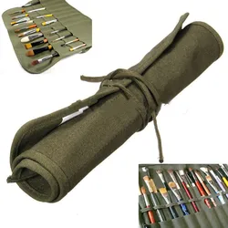 Hot Roll Up Canvas Paint Brush Storage Case Bag For Watercolor Oil Brush
