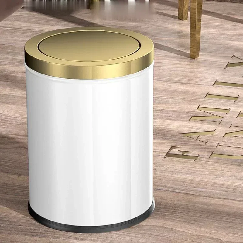 Home Stainless Steel Trash Can Gold Bathroom Bedroom Recycle Wastebasket Kitchen Storage Lixeira Banheiro Home Appliance