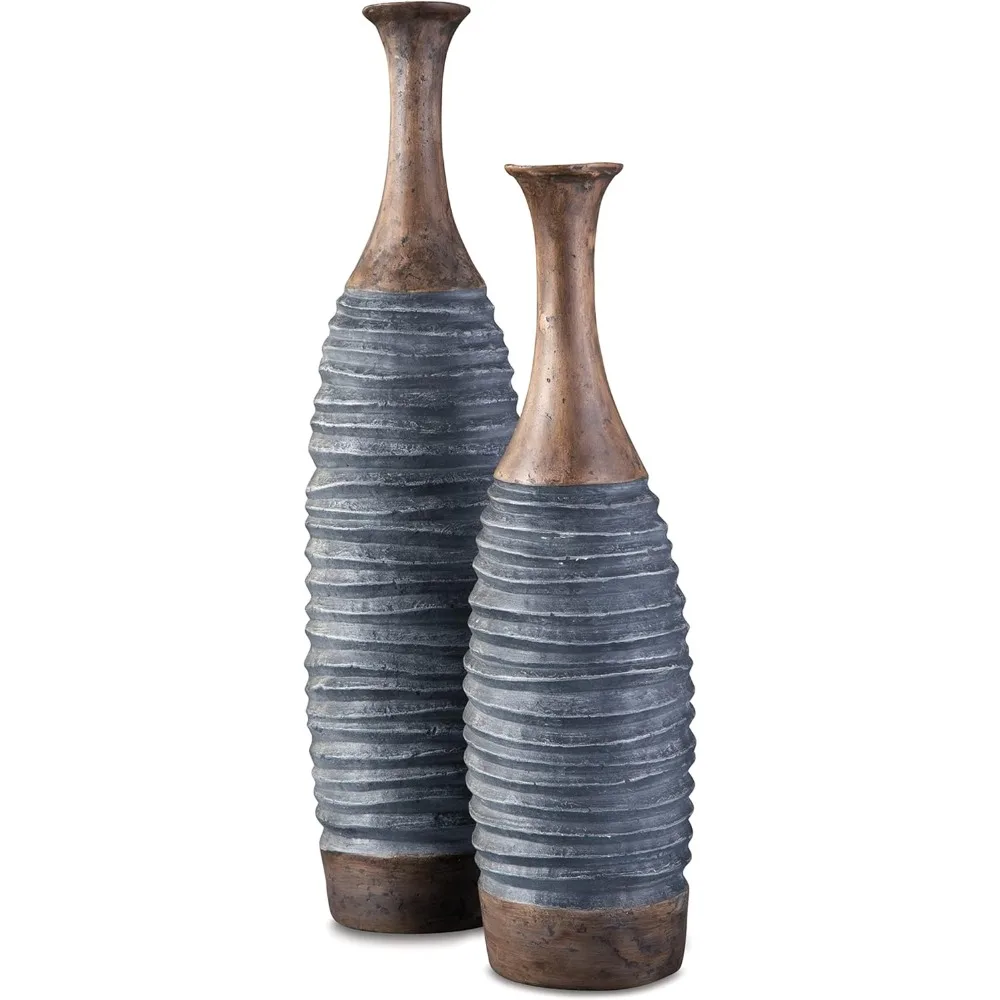 

Signature Design by Ashley Blayze 2 Piece Decorative Vase Set, Antique Gray & Brown