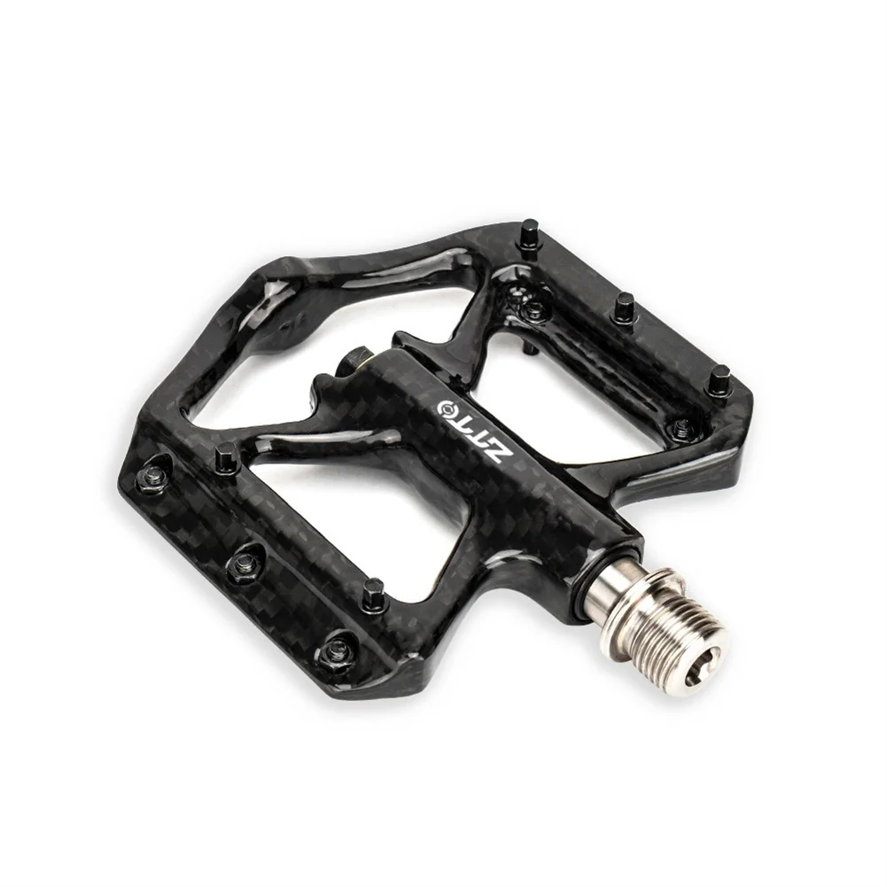 1 Pair Bicycle Pedals Carbon Fiber Construction With Titanium Alloy Axle, Ultralight Pedals With 10 Skid-proof Pins, 9/16 Inch