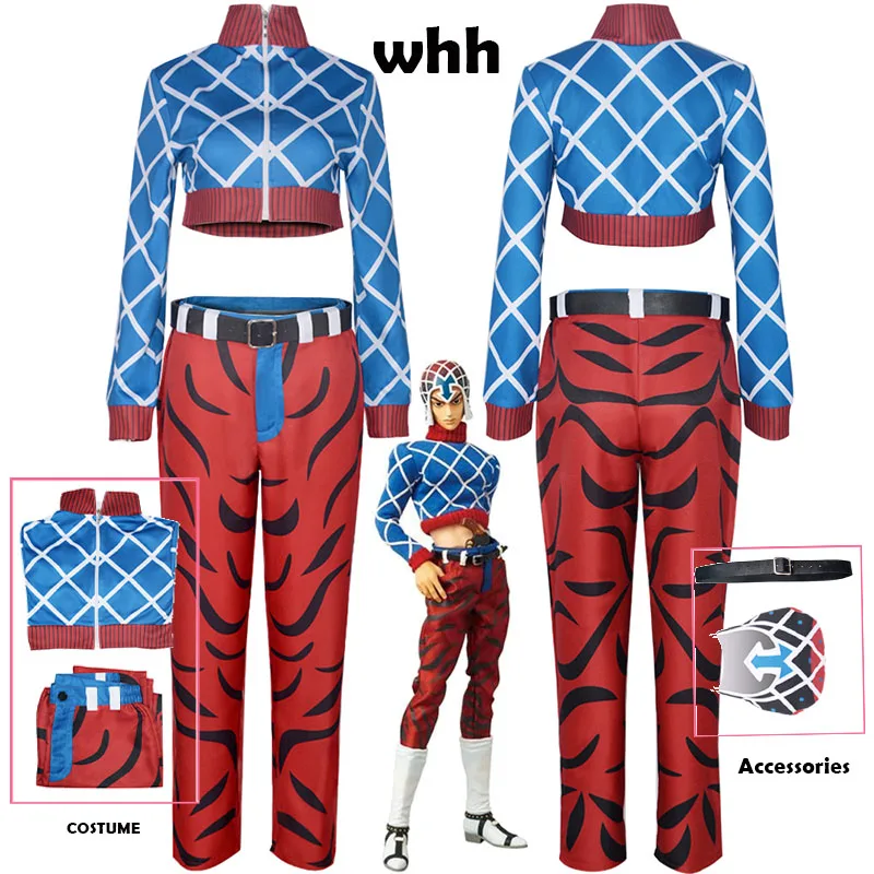

WHH Anime JOO Biza Adventure Golden Wind Guido Mista Cosplay TOP PANTS Full Set Halloween Party Stage Performance
