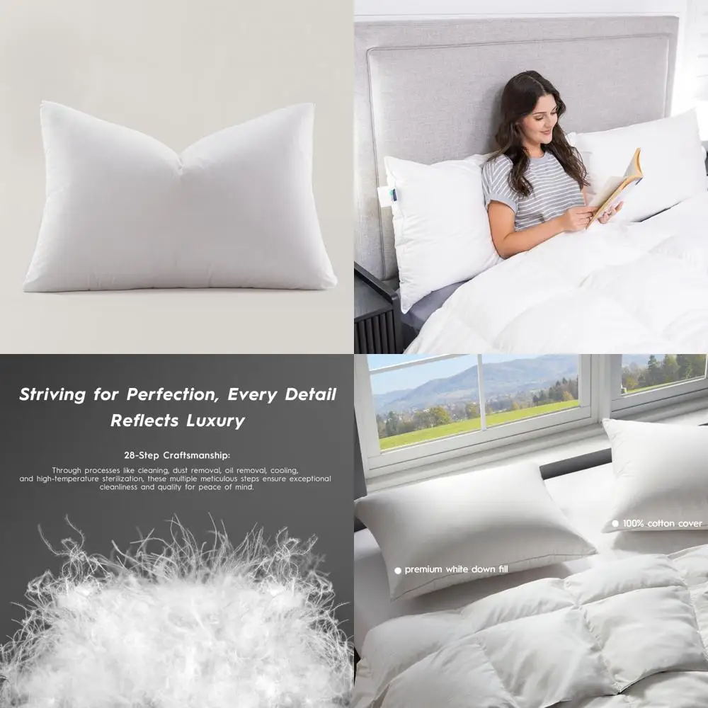 

King Size Down Pillow - Ultra Soft, 100% Cotton 500 Thread Count Shell, Sleep Comfort Pillow