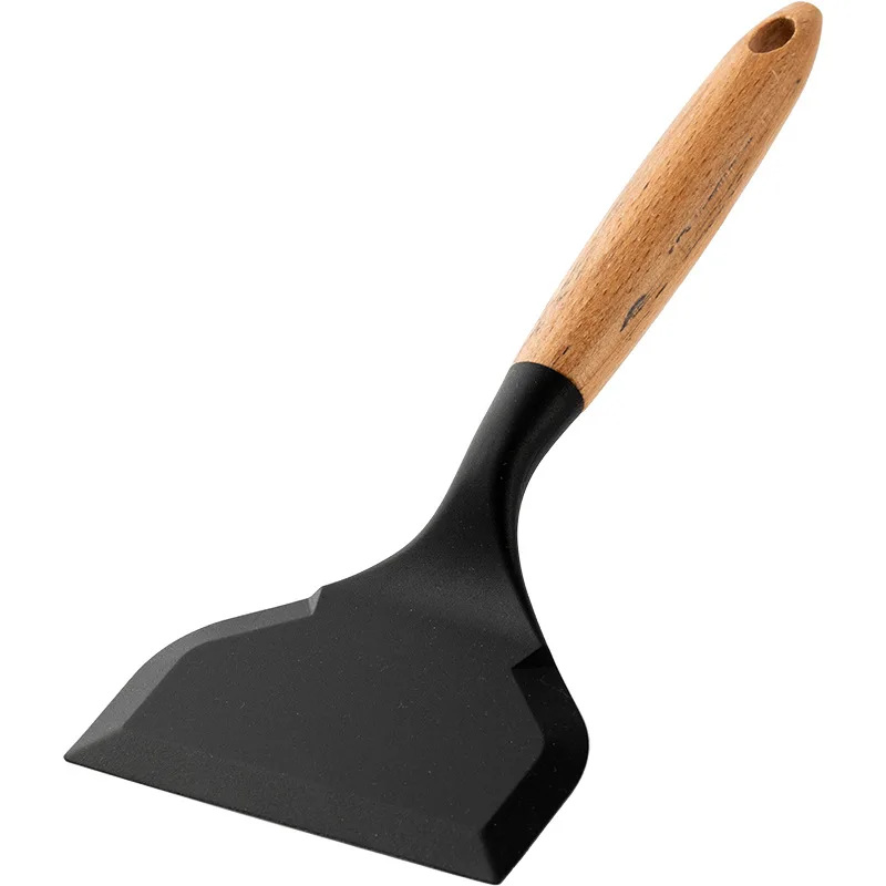 

Silicone Turner For Non-Stick Pans Wide Edge Heat Resistant Wooden Handle Flipping Pancake Fish Clean Kitchen Utensil