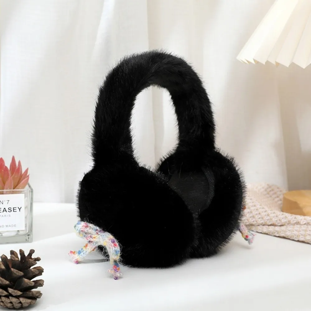 Warm Imitation Mink Fur Earmuffs Lovely Bow Decor Soft Thermal Ear Muffs Portable Fluffy Faux Fur Earmuffs Winter Outdoor