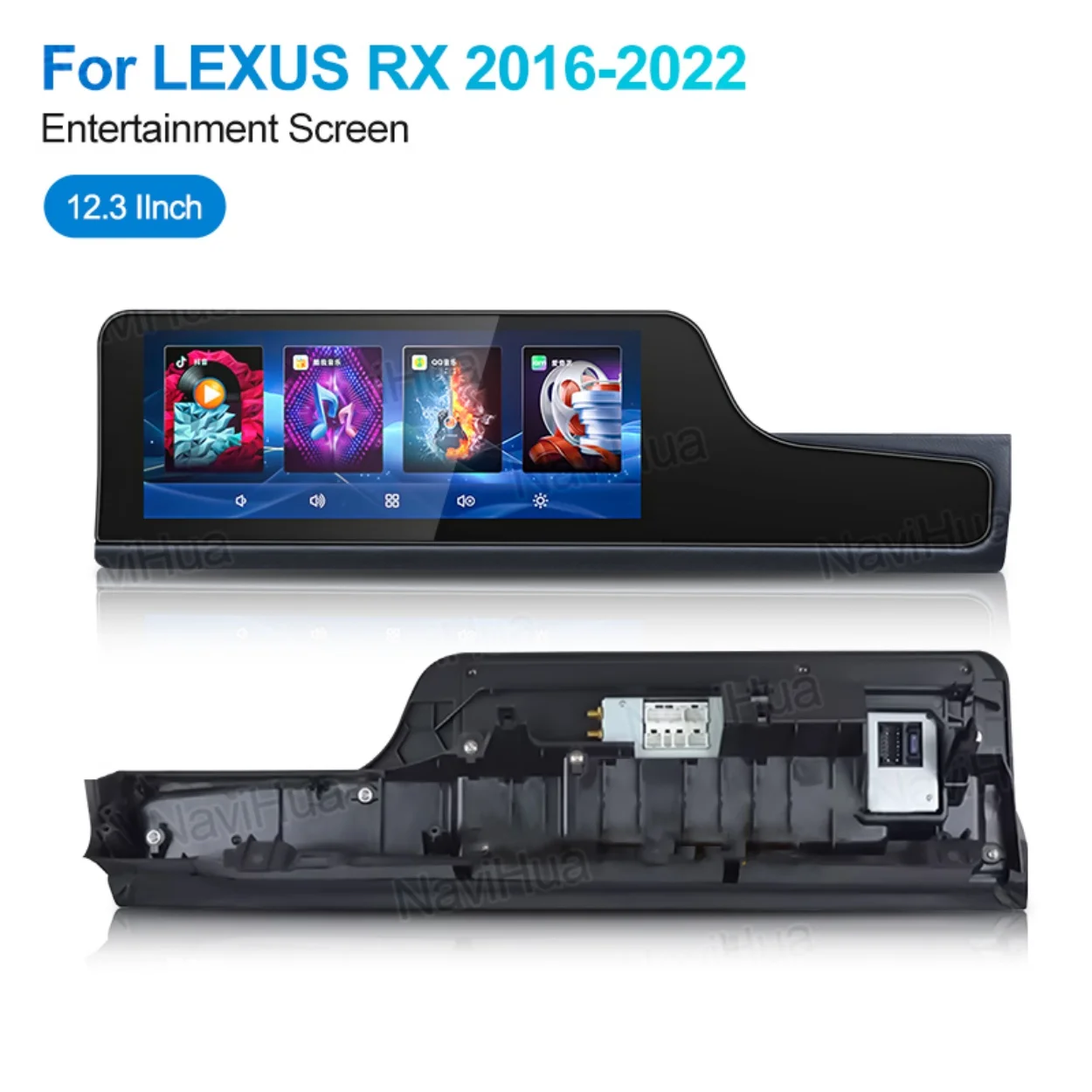 NaviHua 12.3 Inch Car Passenger Entertainment Monitor For Lexus RX 2016 2022 Auto Copilot Screen Multimedia Carplay New Upgrade