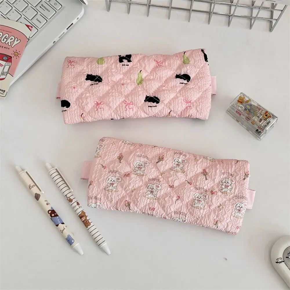 

Fresh Lace Pencil Pouch Cosmetic Bag Makeup Bag Flower Pattern Pen Case Cartoon Large Capacity Stationery Storage Bag