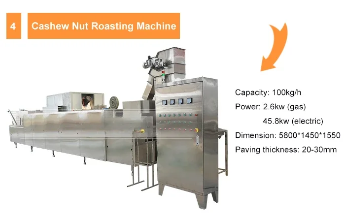 500kg/h Automatic Cashew Shelling Production Line Roasting Plant Cashew Nut Processing Machine