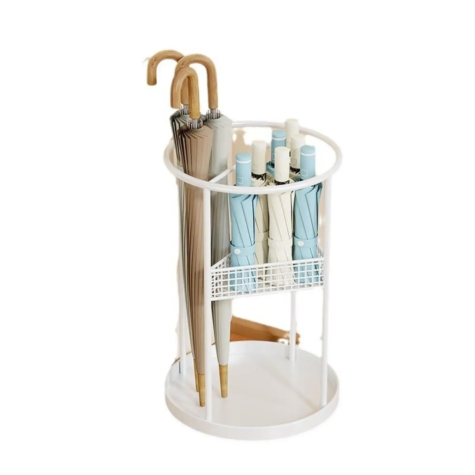 

Umbrella Storage Bucket Organizer Stand Hollow Modern with Drip Tray Management Rack Umbrella Holder for Office Canes Doorway