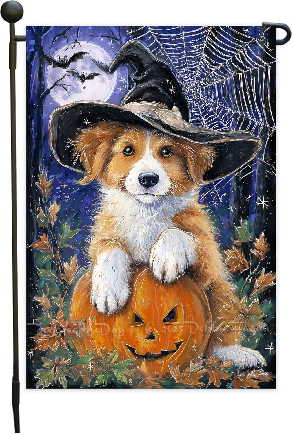 Nova Scotia Duck Toller Witch Dog Garden Flag for Outdoor Autumn Yard Banner with Pumpkins Lawn Party Home Garden Display Ho zzo