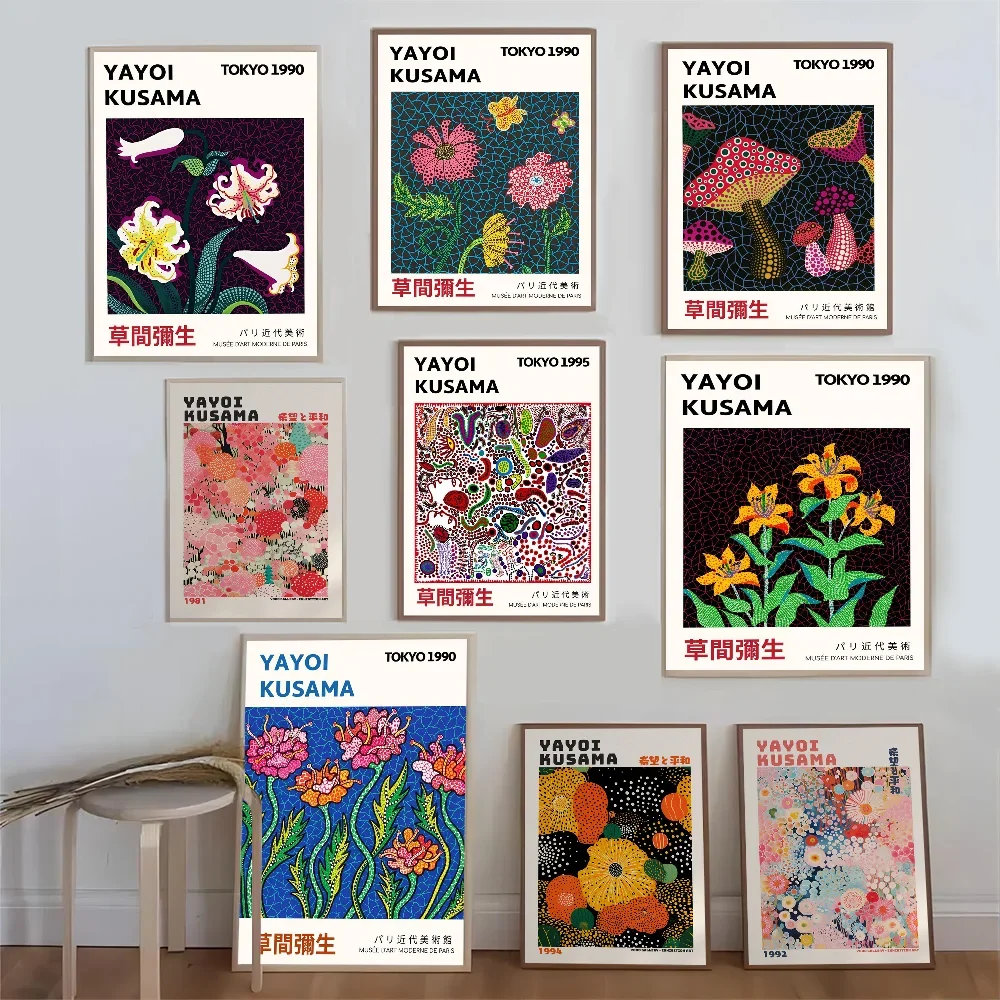 

Художественный постер с цветами в стиле Яёи Кусамы, картина на холсте, абстрактные принты и постеры, HD-изображения для декора стен дома, кабинета, гостиной, без рамы