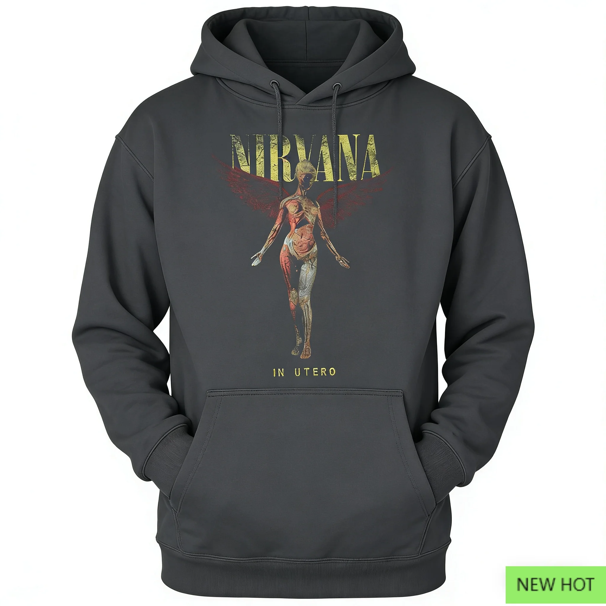 Nirvana en Utero Sudadera con capucha gráfica, sudadera Grunge Rock, perfecta para fanáticos que aman el álbum de arte y estilo rock alternativo