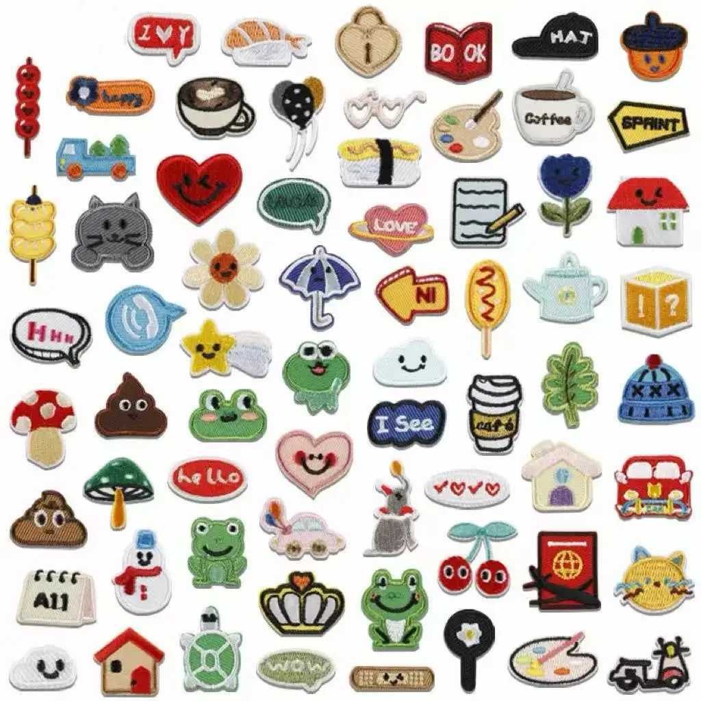 Random Mini Style Embroidered Label Adhesive Iron-On DIY Clothing Accessories Bag Clothes Embroidered Fabric Patch