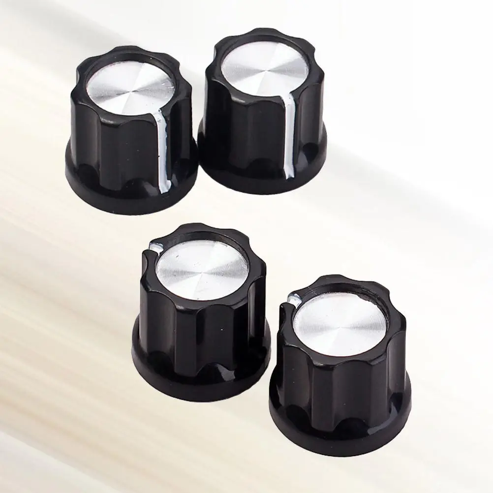 4Pcs Aluminum Foil Knobs Upgraded Classic Look Control Knob for Guitar Amplifier Potentiometer D Shaft Fit Silver