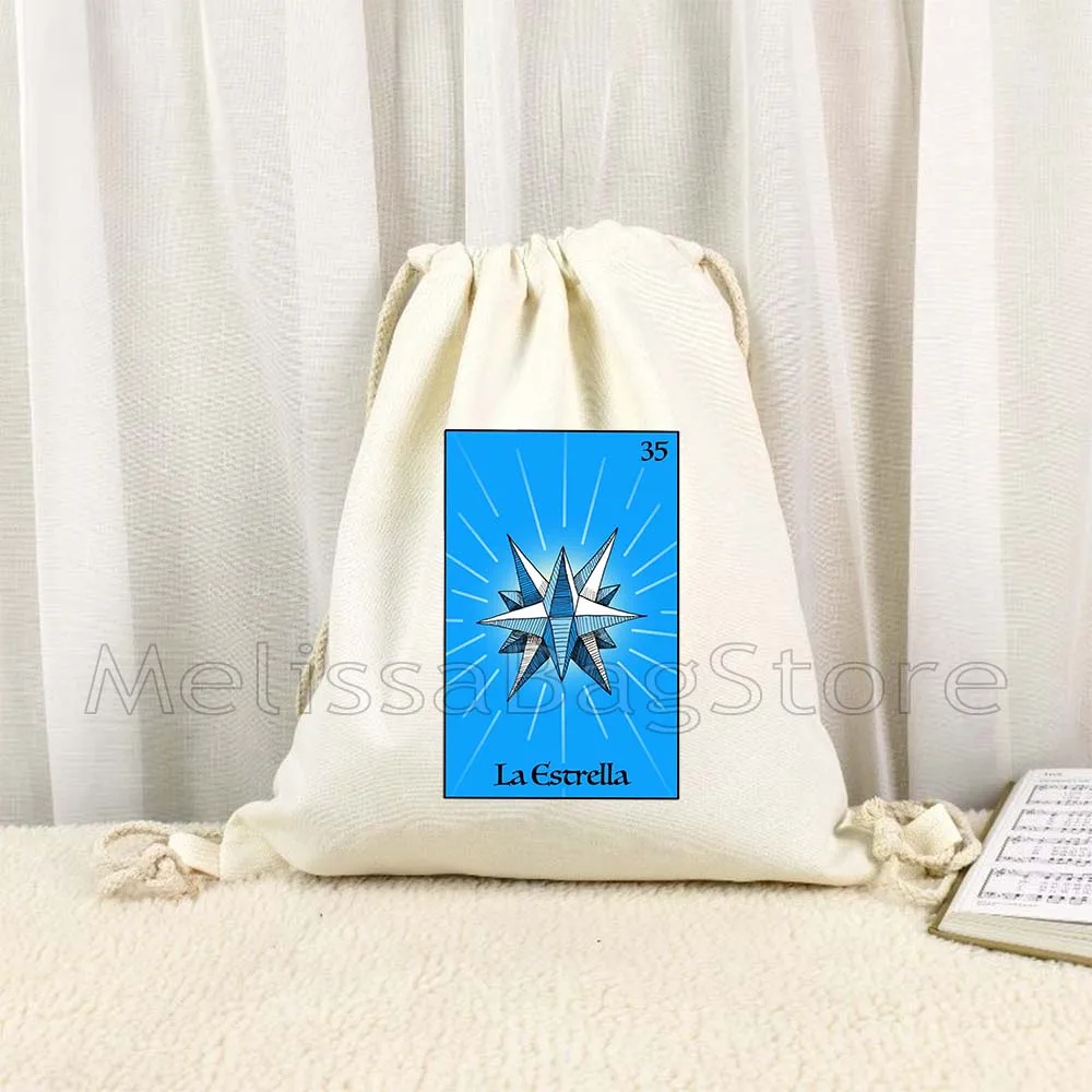 O coração asteca estrela guarda-chuva melancia rosa mexicano loteria bingo cartão arte sacos de cordão mochila de futebol saco de corda